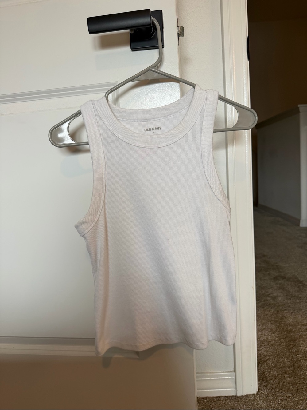 Old Navy White Ribbed Crewneck Tank